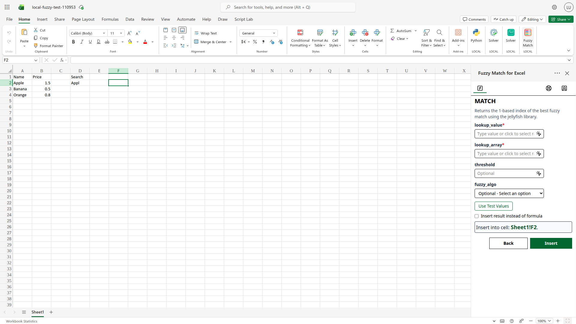Insert Parameters