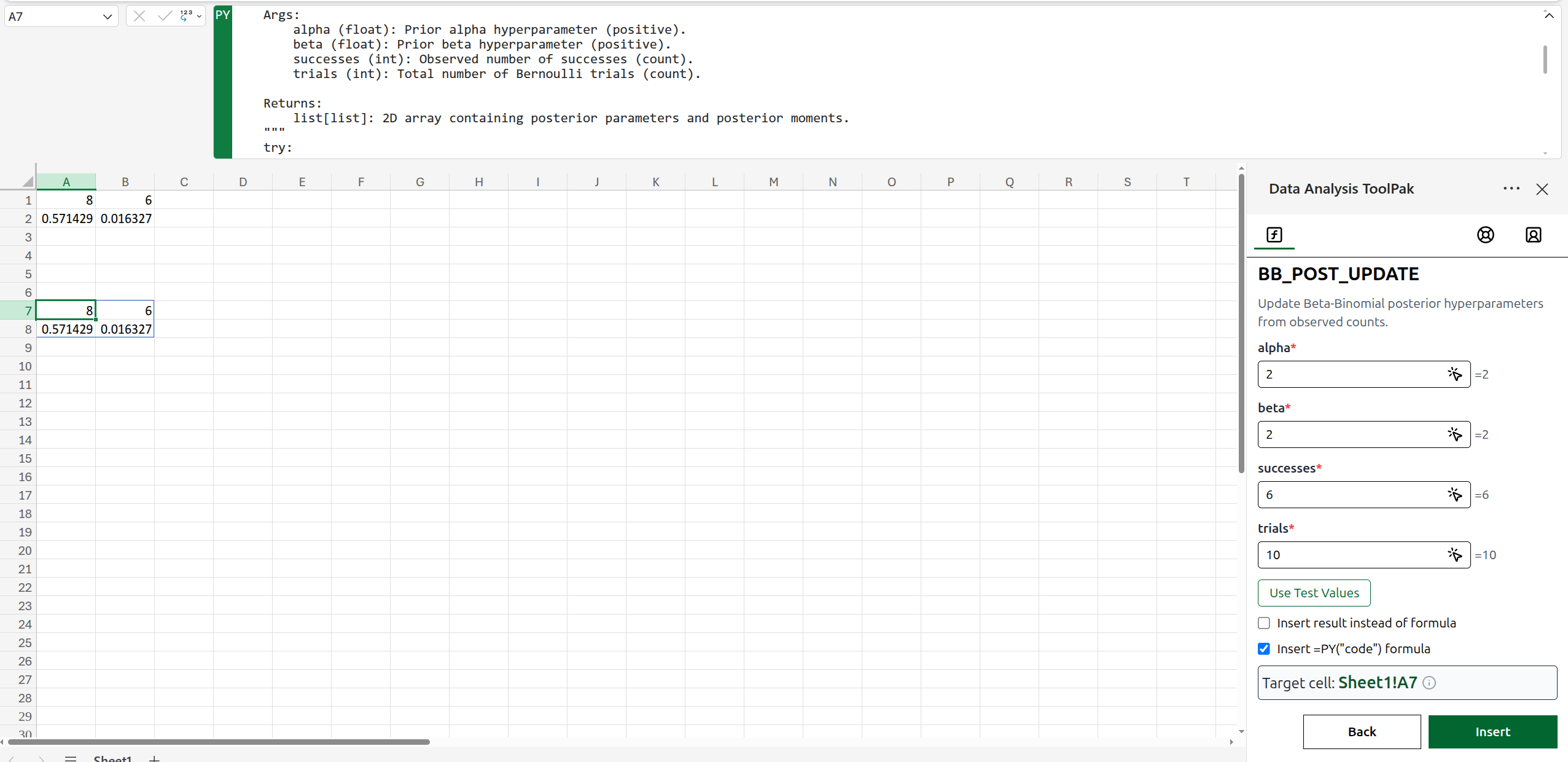 Insert a py function